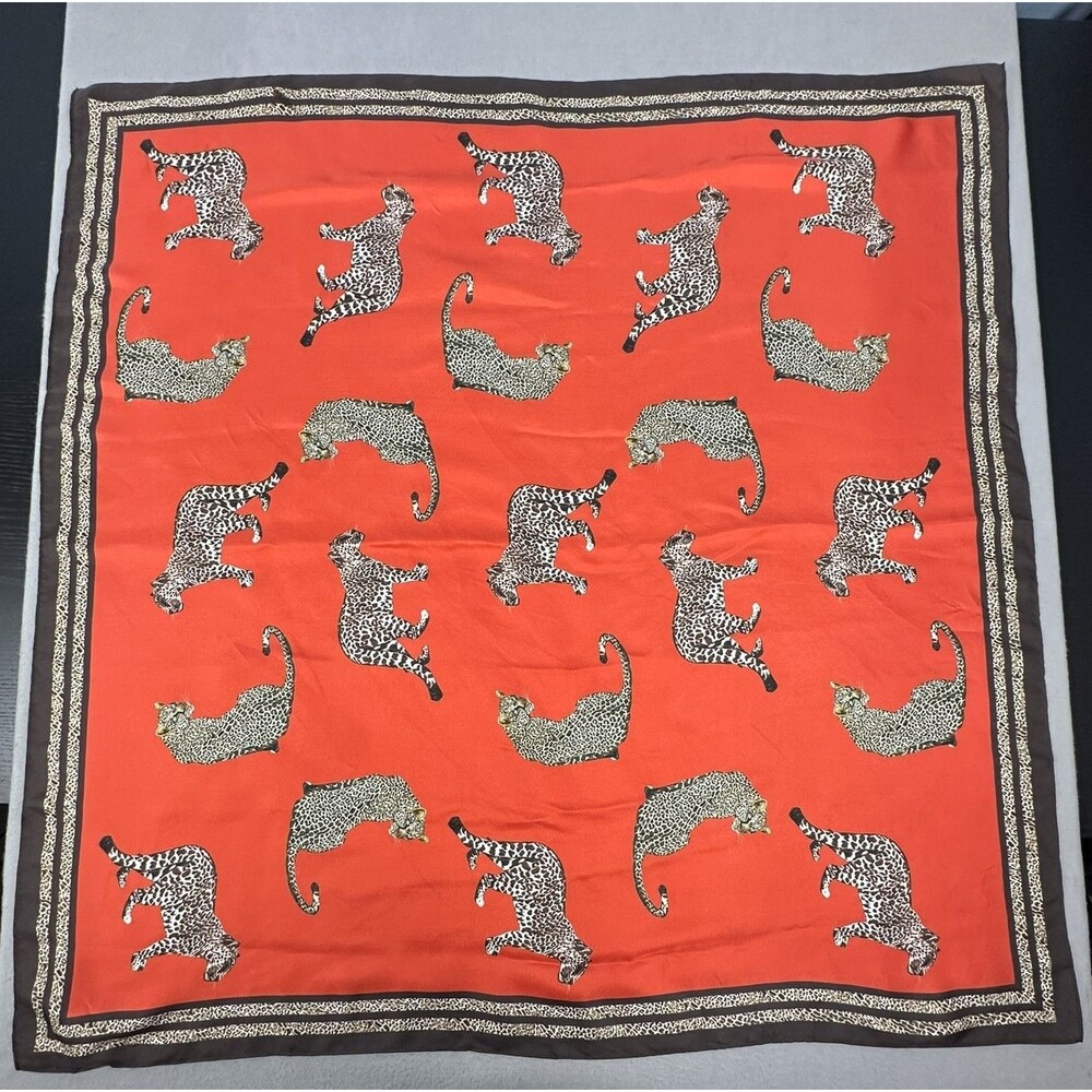 Cabi Silk Square Scarf Leopards Old Money Quiet Luxury Country Chic